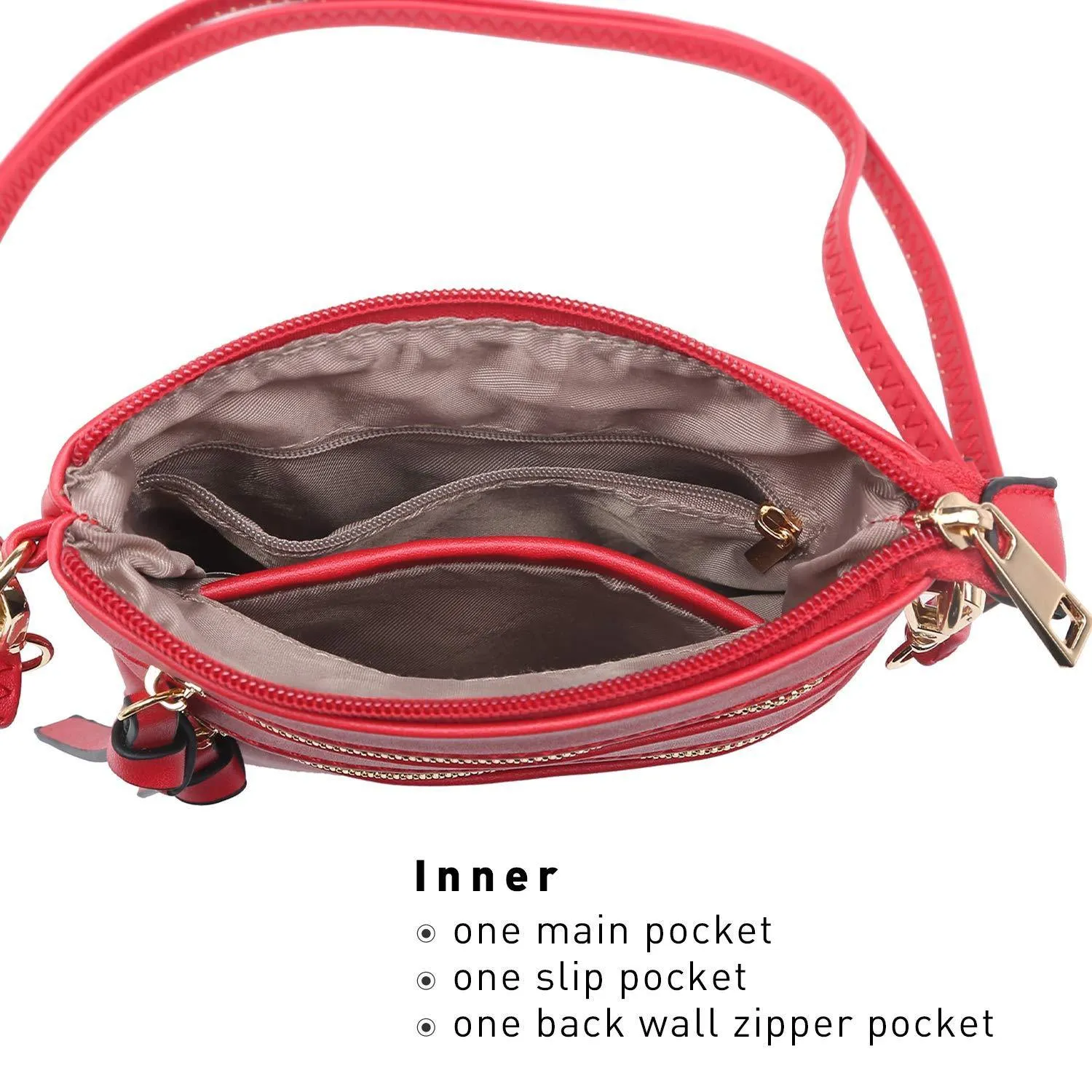 Lightweight Functional Multi Pocket Vegan Leather Shoulder Crossbody Bag l Dasein