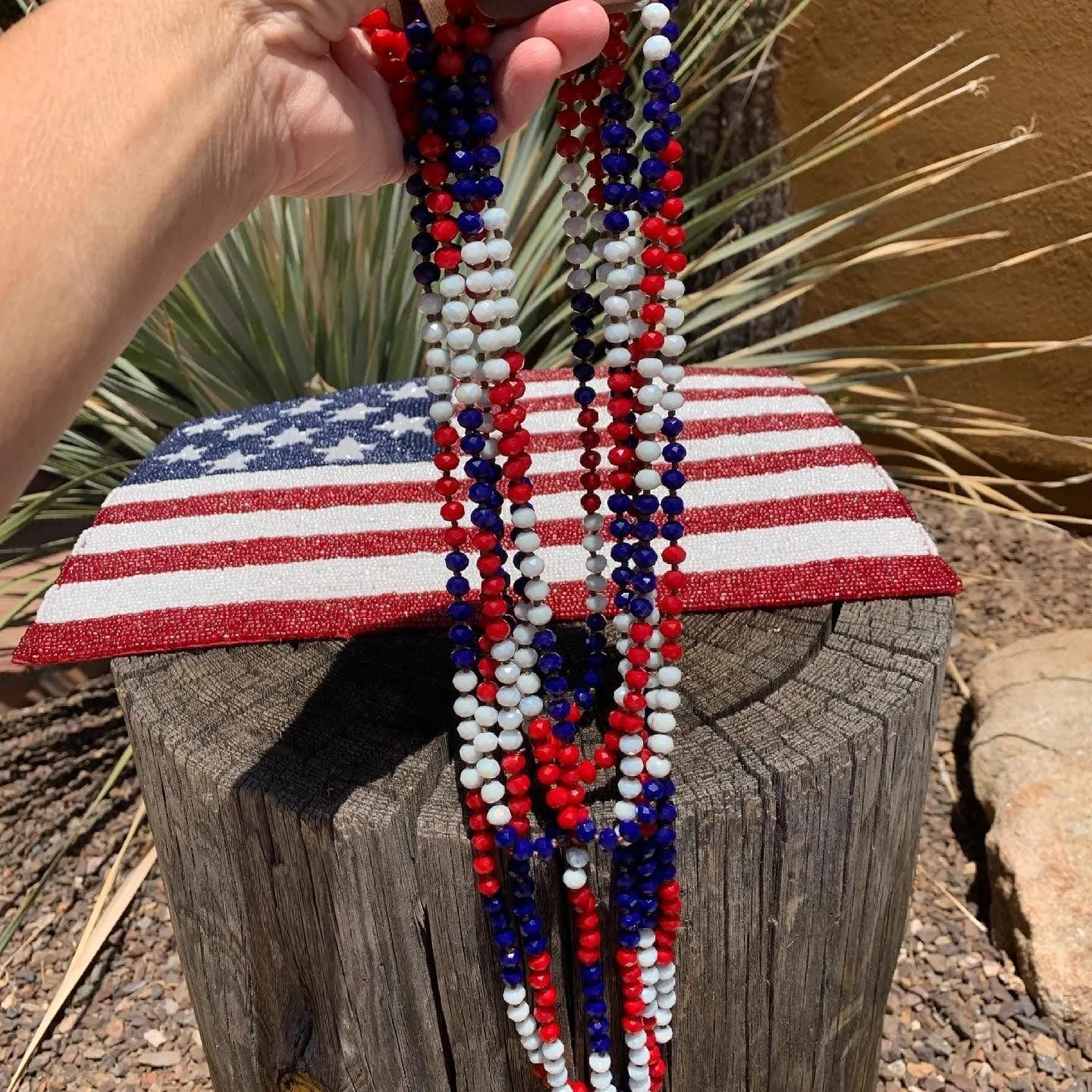 Long 60” USA BEADED NECKLACE STRAN