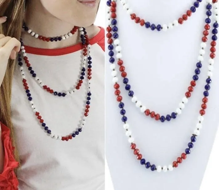 Long 60” USA BEADED NECKLACE STRAN