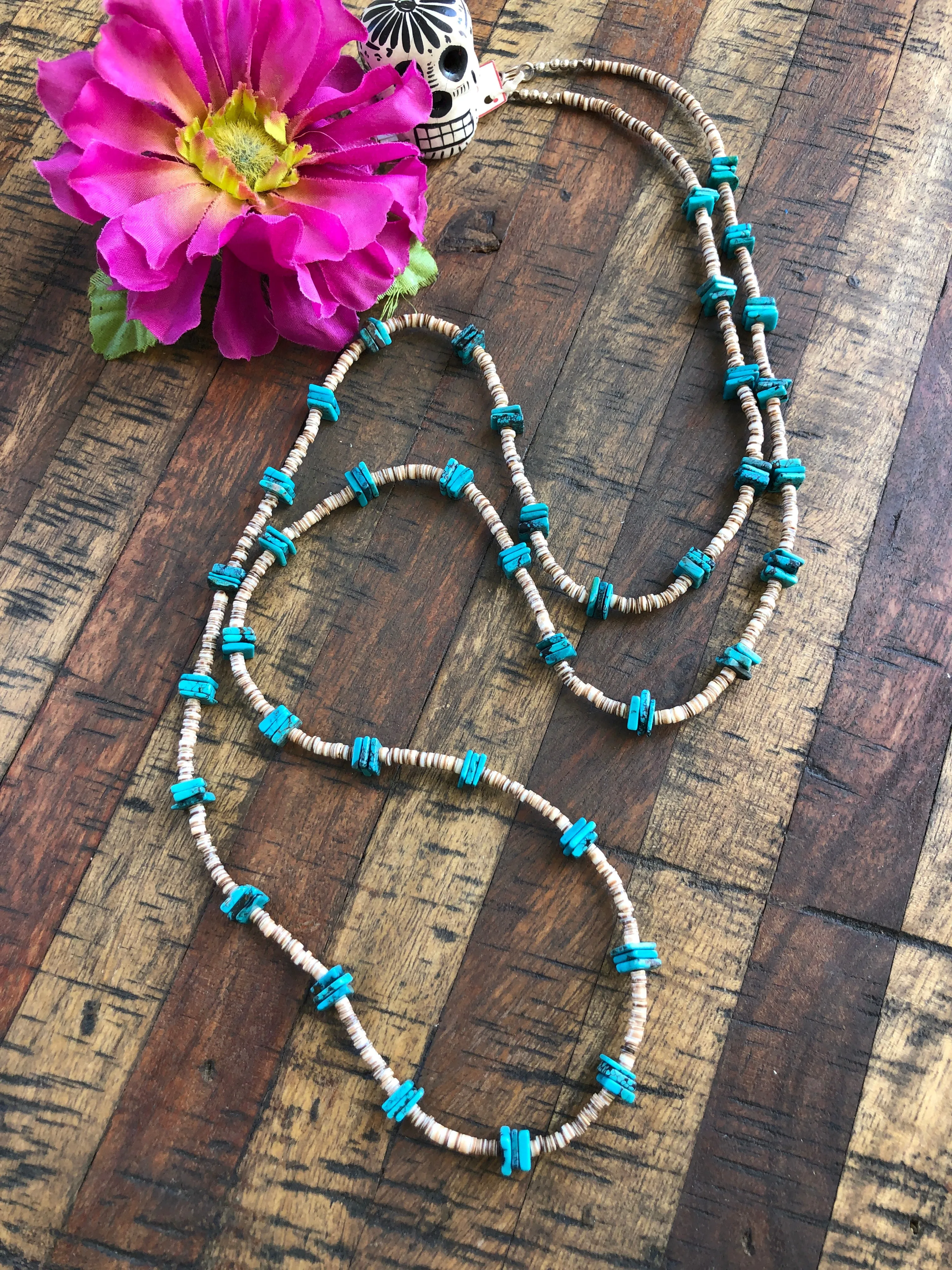 Long Turquoise and Heishi Strand