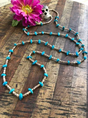 Long Turquoise and Heishi Strand