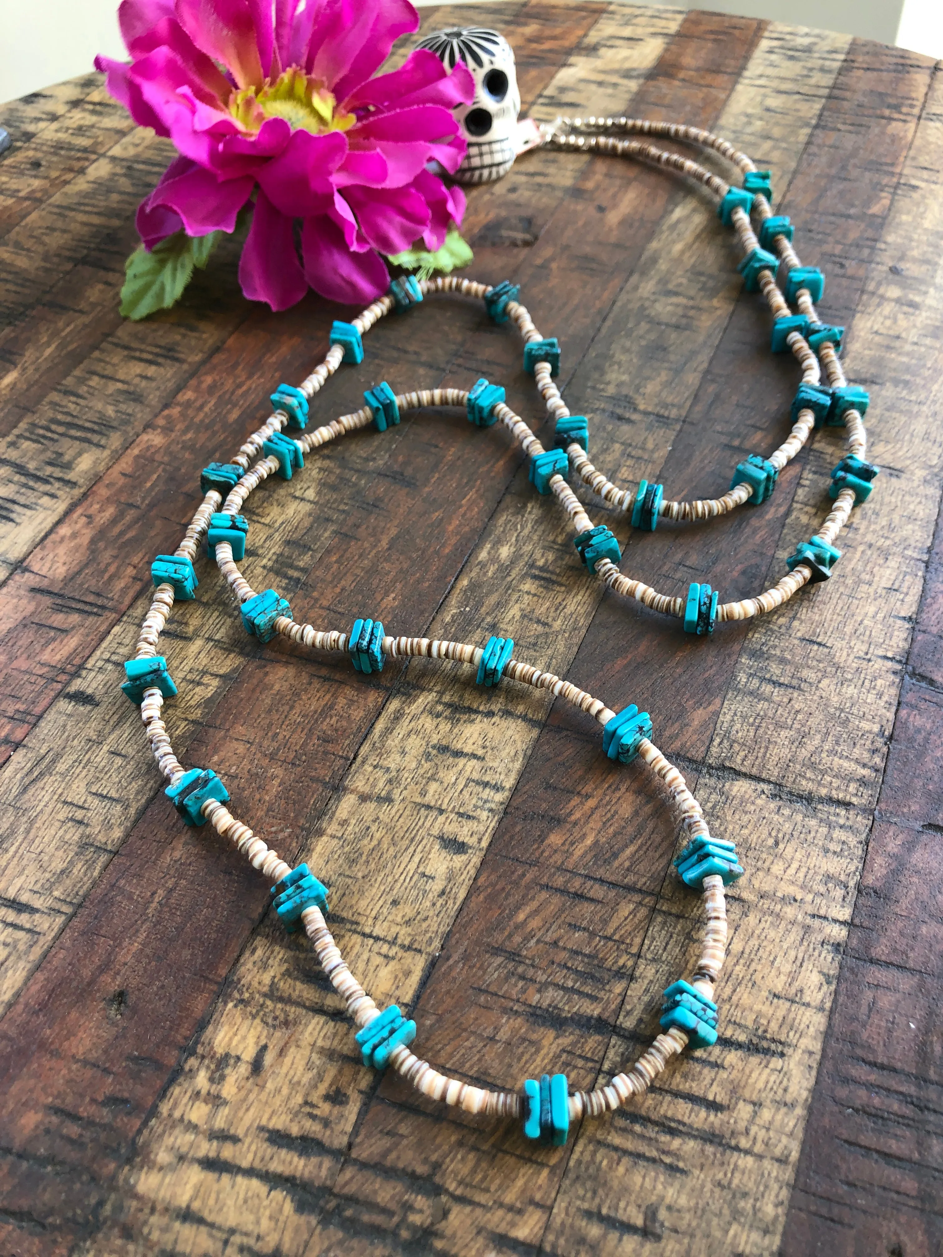 Long Turquoise and Heishi Strand