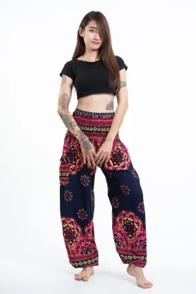 Lotus Mandalas Women's Harem Pants in Navy