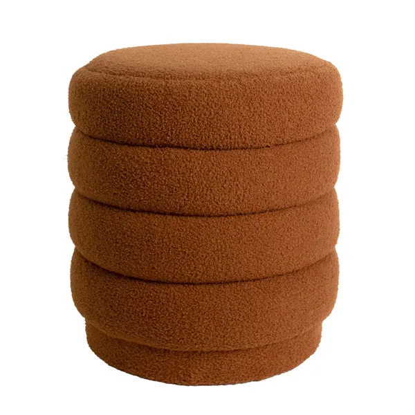 Luca Round Boucle Stool - Rust