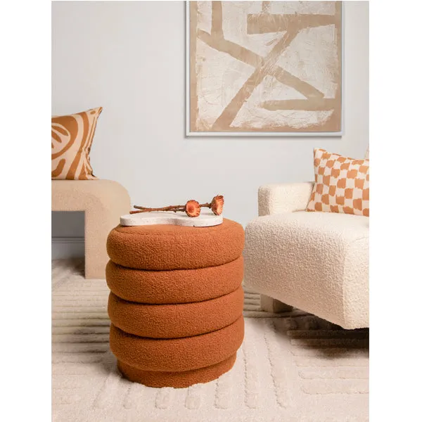 Luca Round Boucle Stool - Rust