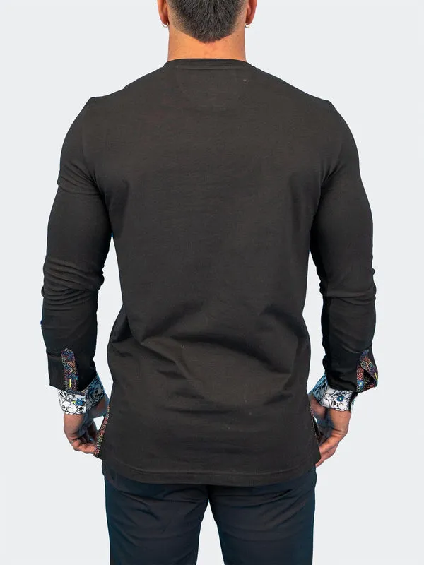 Maceoo Tshirts | V-Neck Edison SkullCuff Black