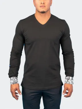 Maceoo Tshirts | V-Neck Edison SkullCuff Black