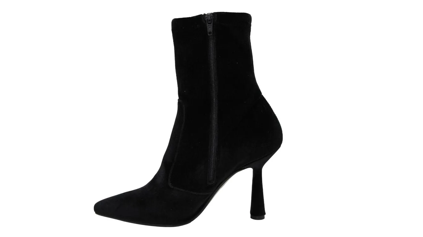 Marian Black Velvet Heeled Ankle Boot