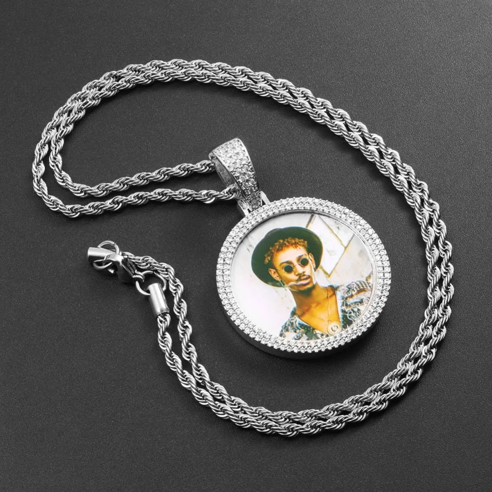 Memorial Necklace With Picture- Medallion Necklace- Personalized Photo Medallions Necklace For Men