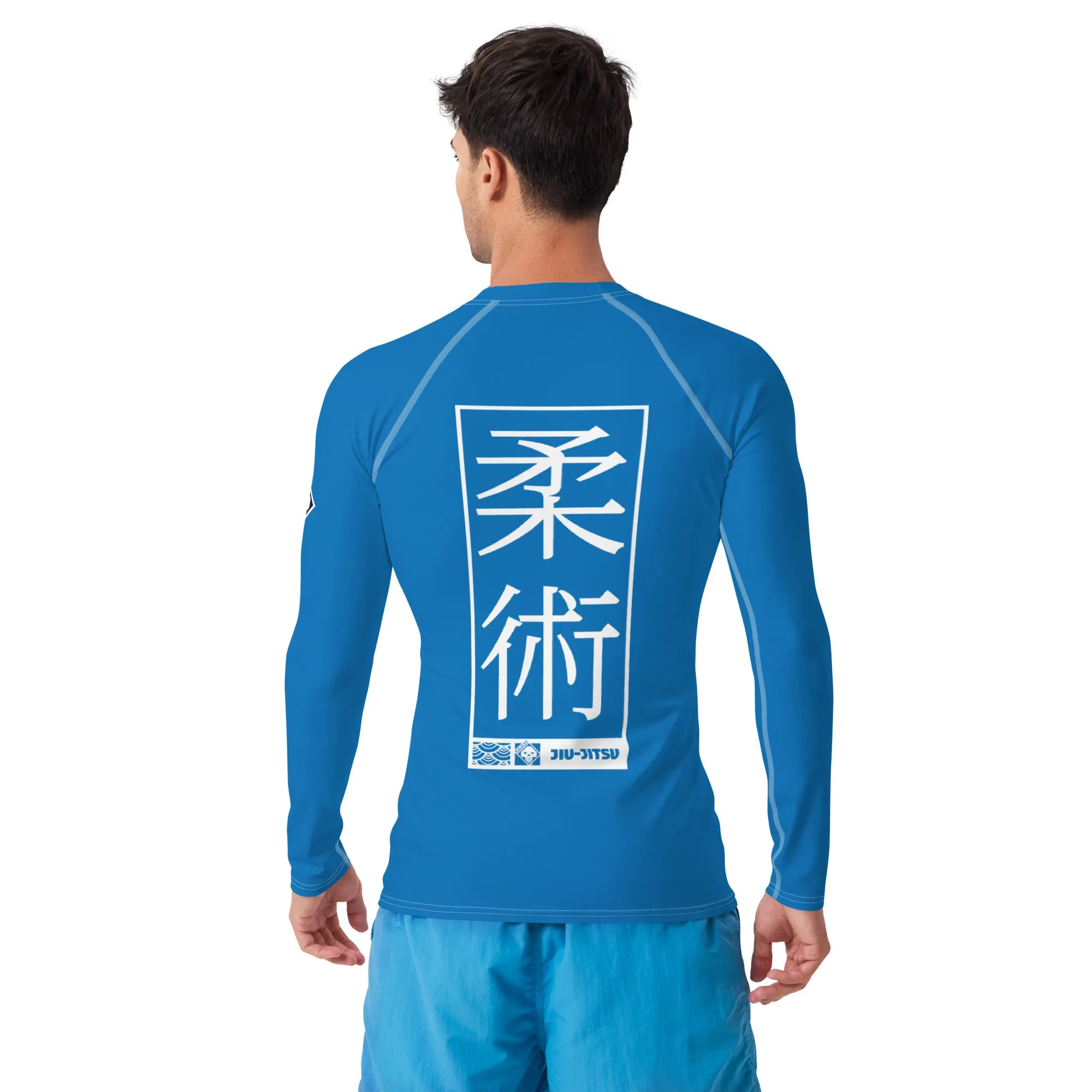 Mens Long Sleeve BJJ Rash Guard - Jiu-Jitsu 005 - Azul