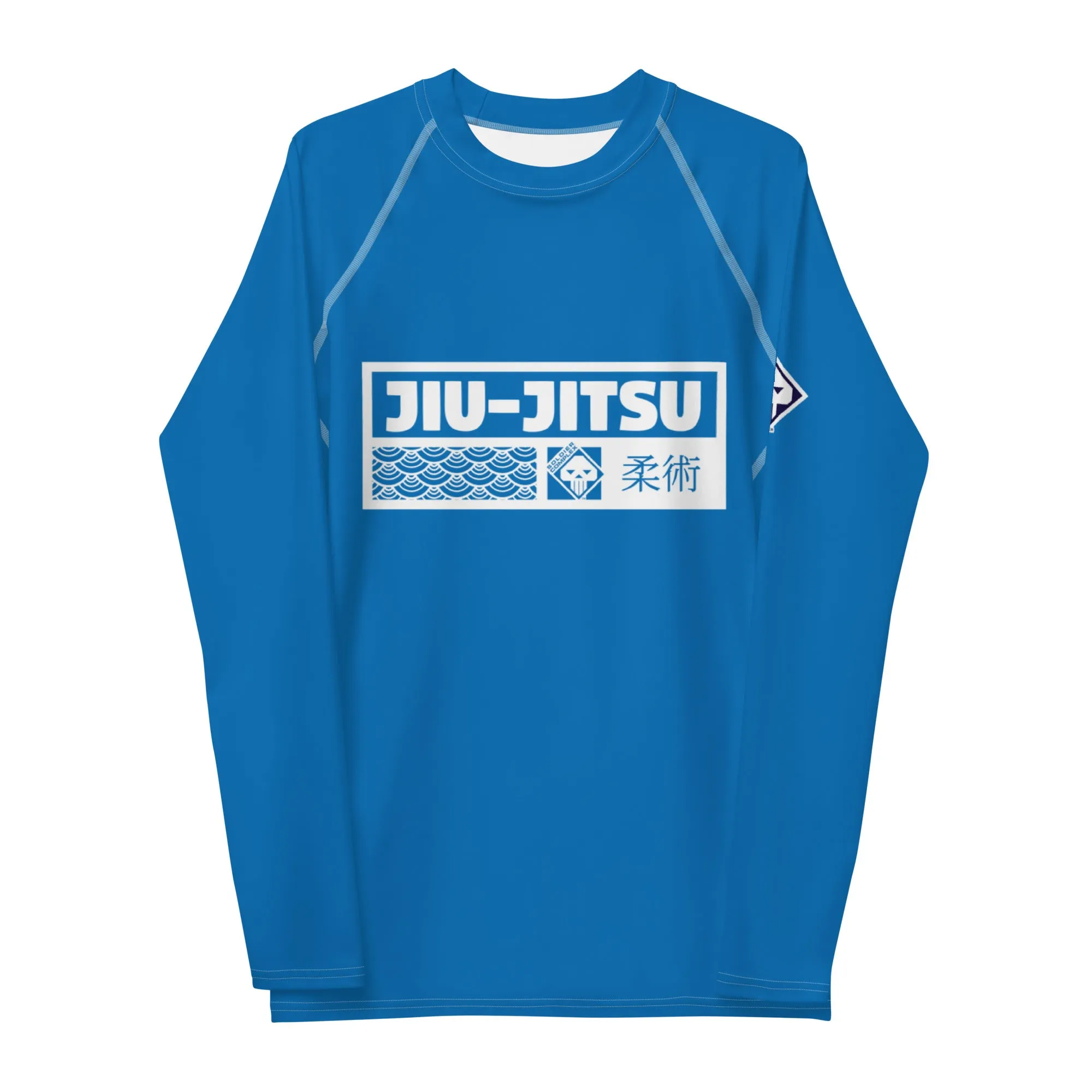 Mens Long Sleeve BJJ Rash Guard - Jiu-Jitsu 005 - Azul