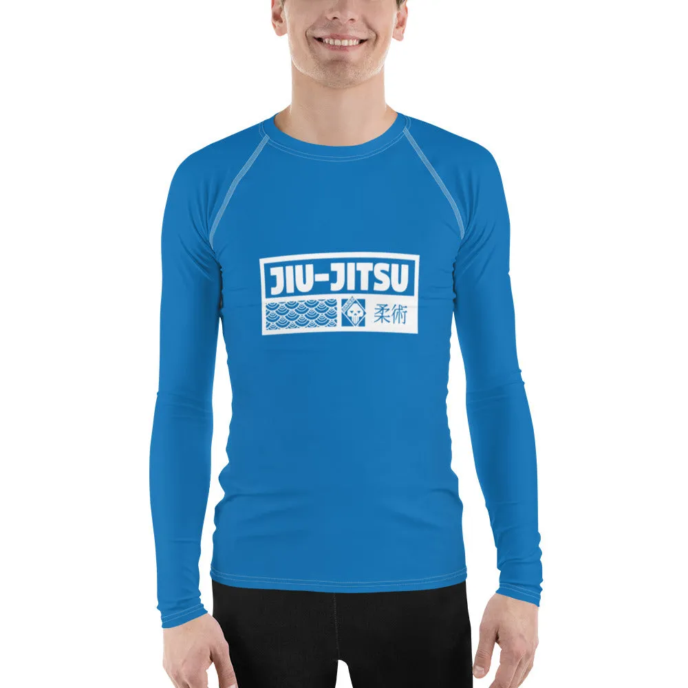 Mens Long Sleeve BJJ Rash Guard - Jiu-Jitsu 005 - Azul