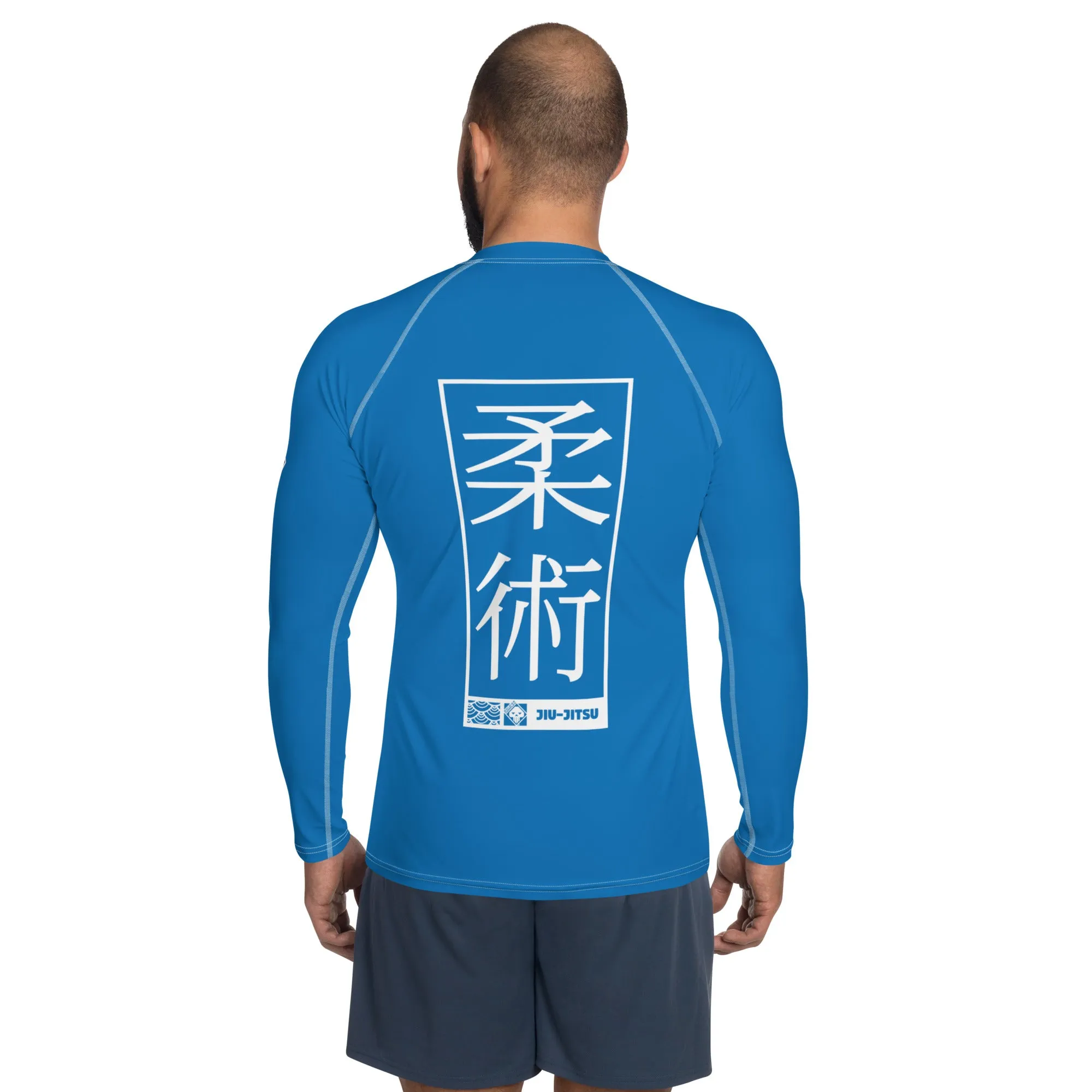 Mens Long Sleeve BJJ Rash Guard - Jiu-Jitsu 005 - Azul