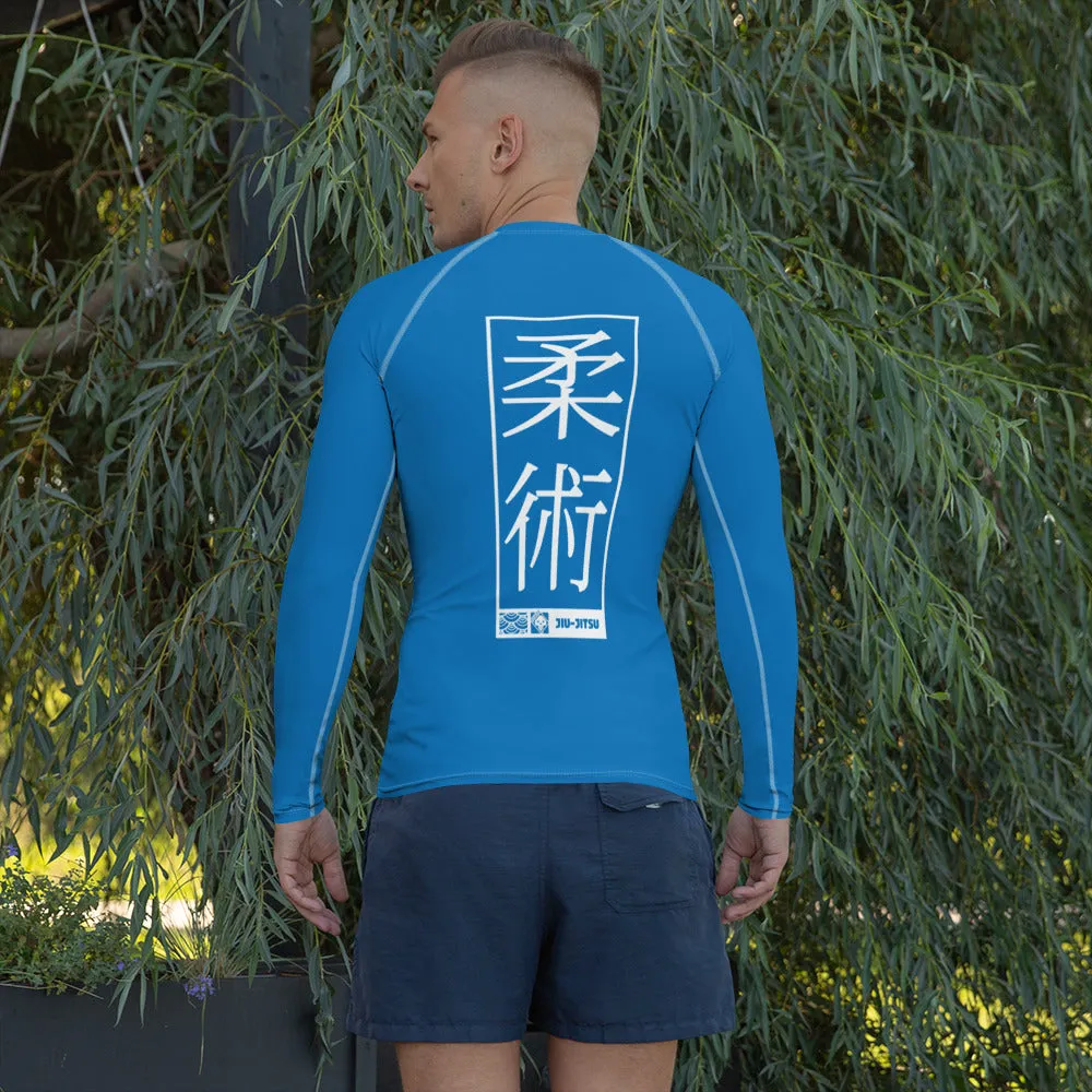 Mens Long Sleeve BJJ Rash Guard - Jiu-Jitsu 005 - Azul