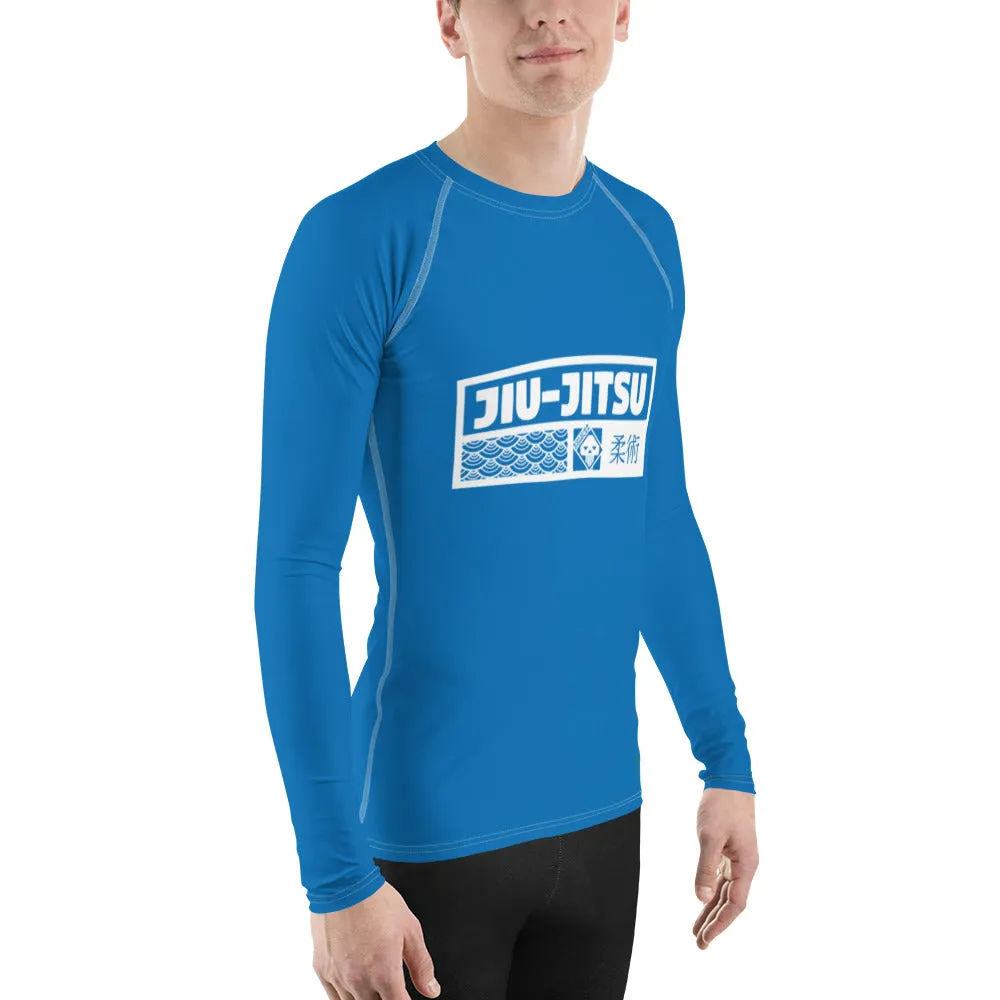 Mens Long Sleeve BJJ Rash Guard - Jiu-Jitsu 005 - Azul