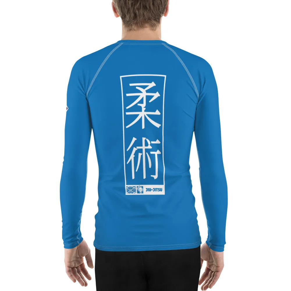 Mens Long Sleeve BJJ Rash Guard - Jiu-Jitsu 005 - Azul