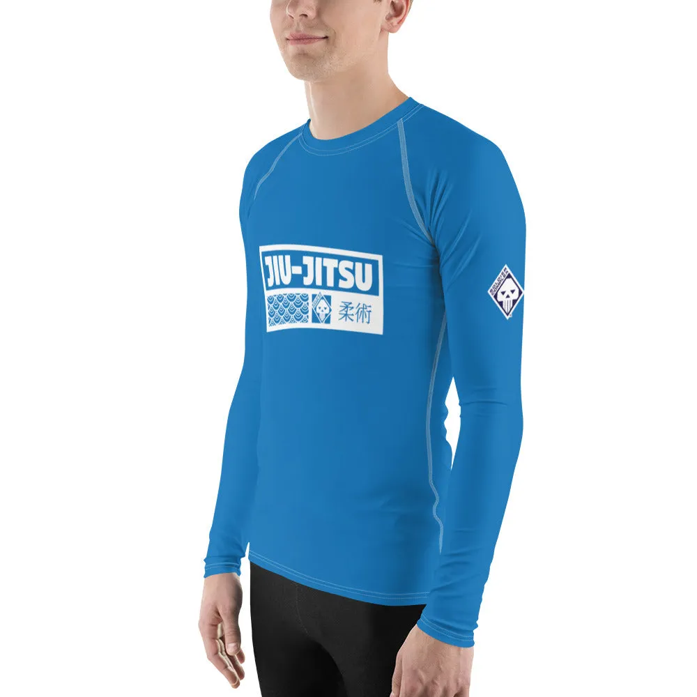 Mens Long Sleeve BJJ Rash Guard - Jiu-Jitsu 005 - Azul