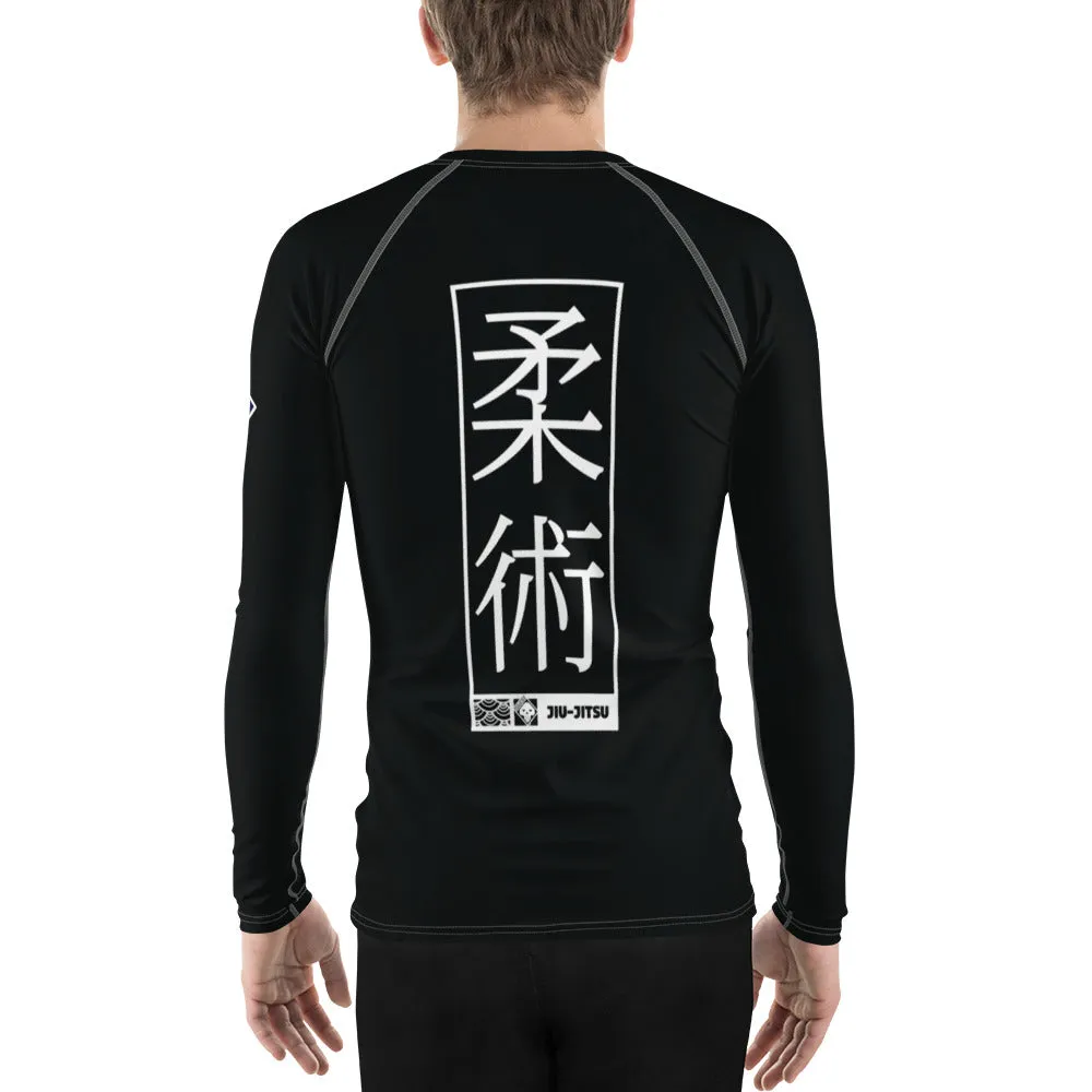 Mens Long Sleeve BJJ Rash Guard - Jiu-Jitsu 008 - Noir