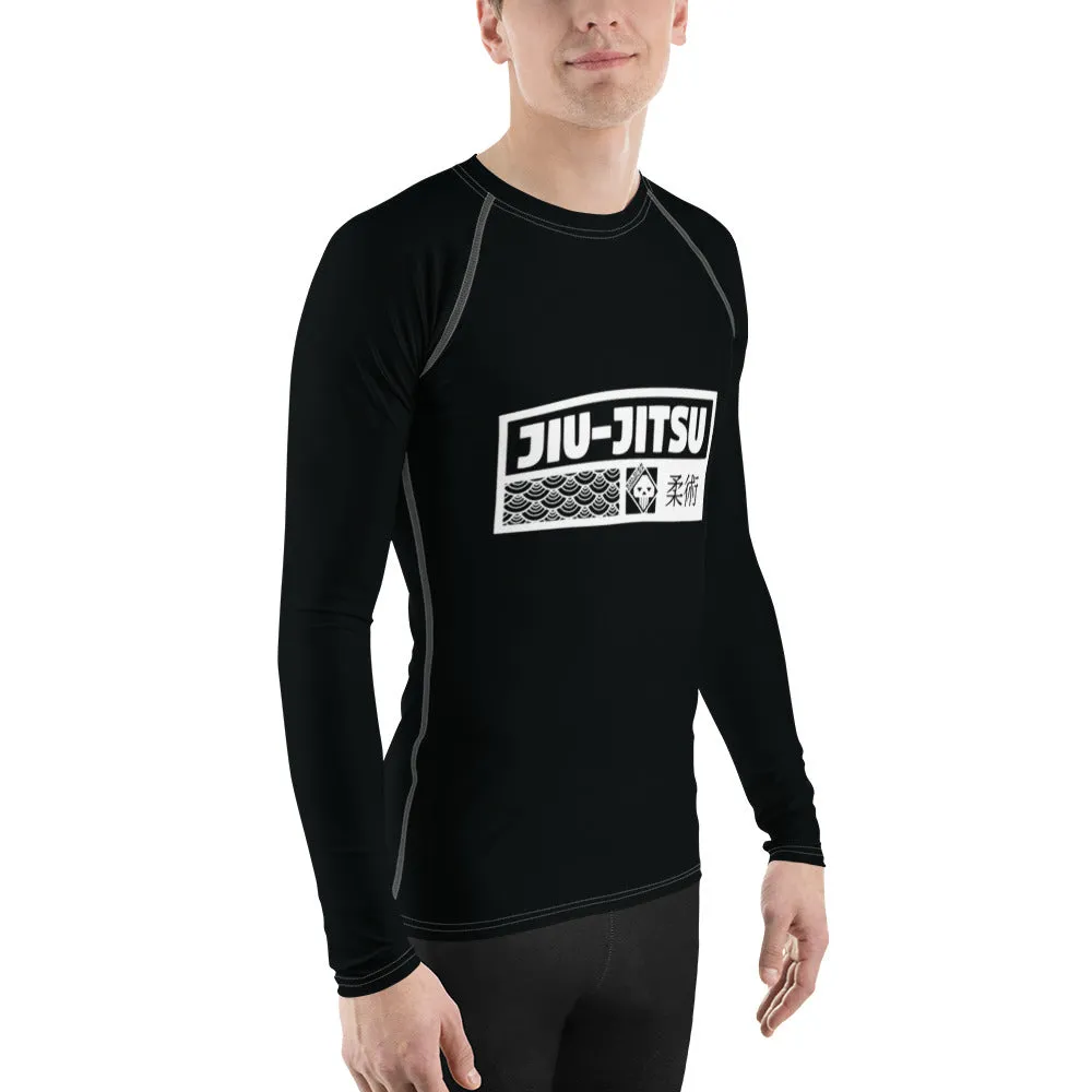 Mens Long Sleeve BJJ Rash Guard - Jiu-Jitsu 008 - Noir