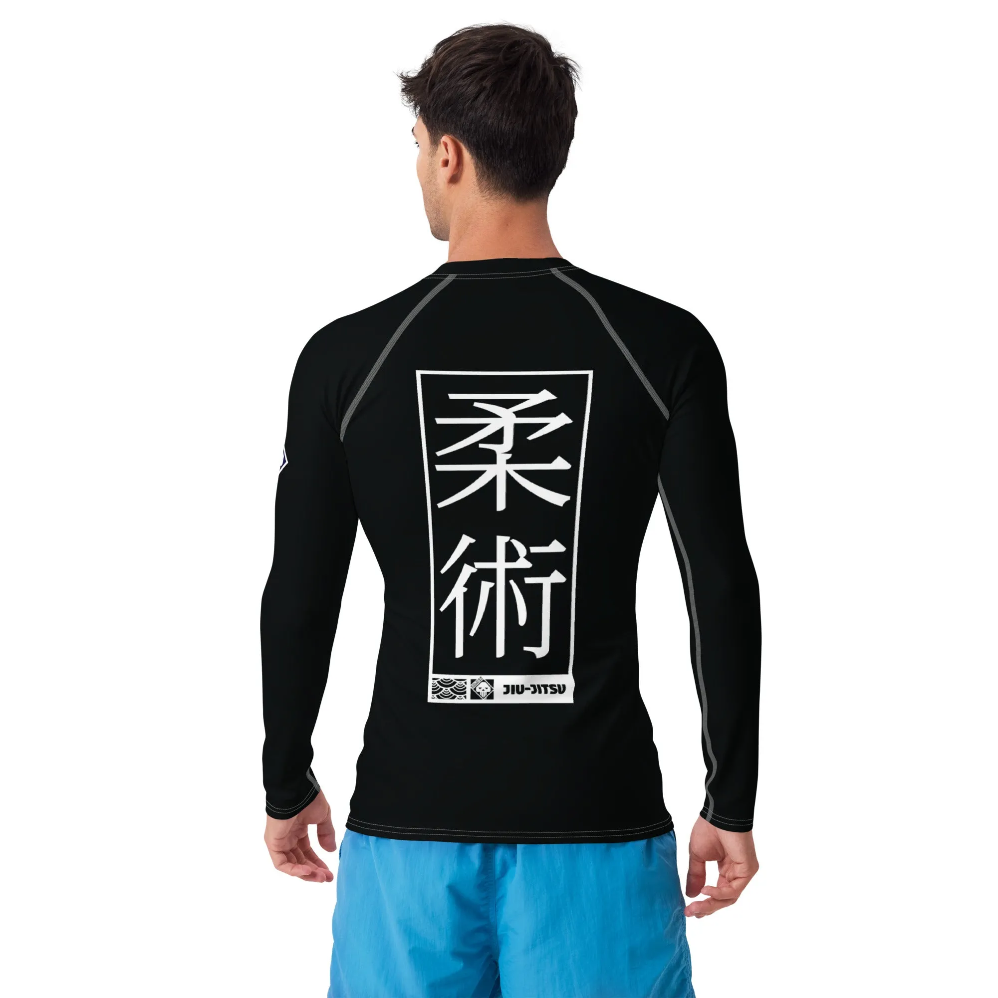 Mens Long Sleeve BJJ Rash Guard - Jiu-Jitsu 008 - Noir