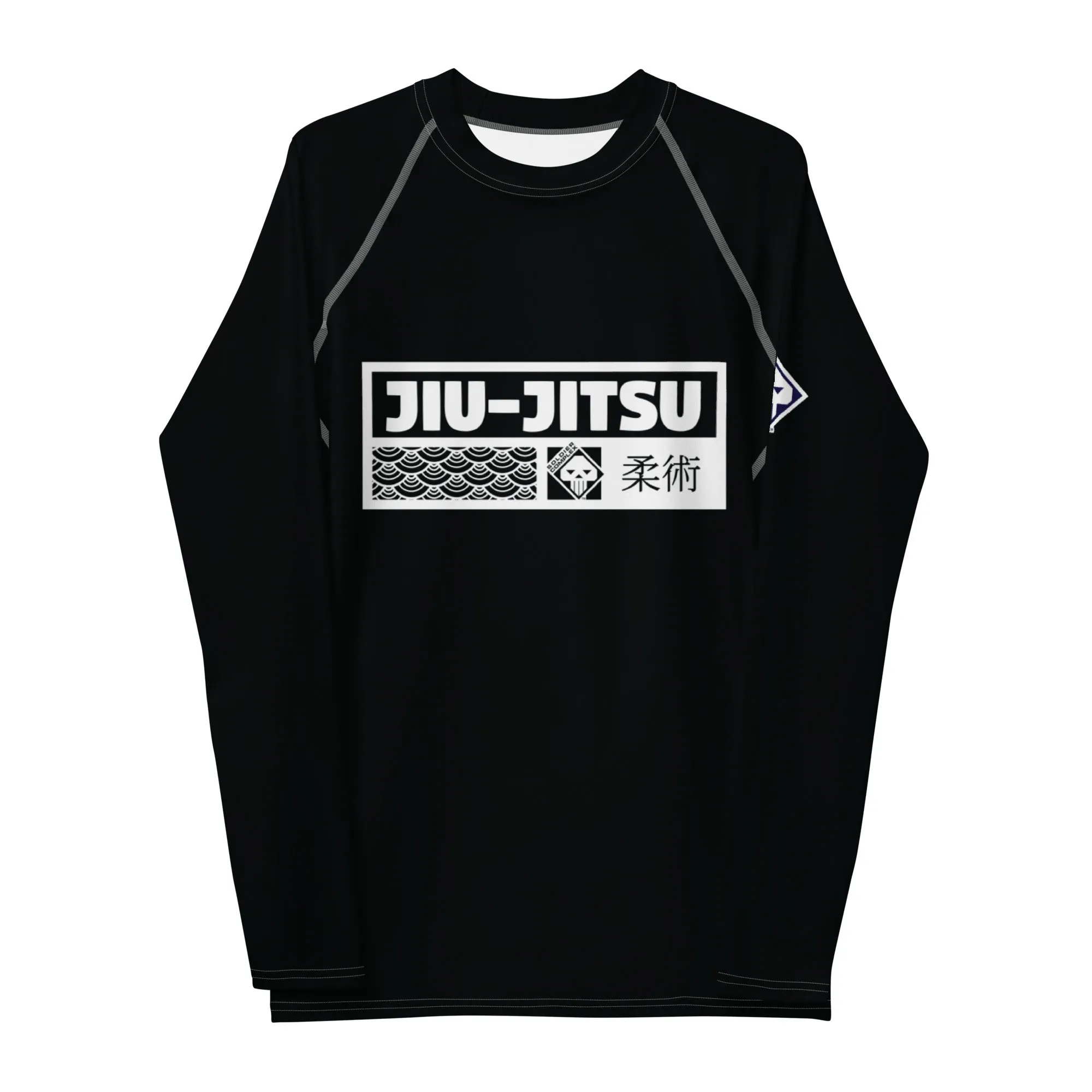 Mens Long Sleeve BJJ Rash Guard - Jiu-Jitsu 008 - Noir