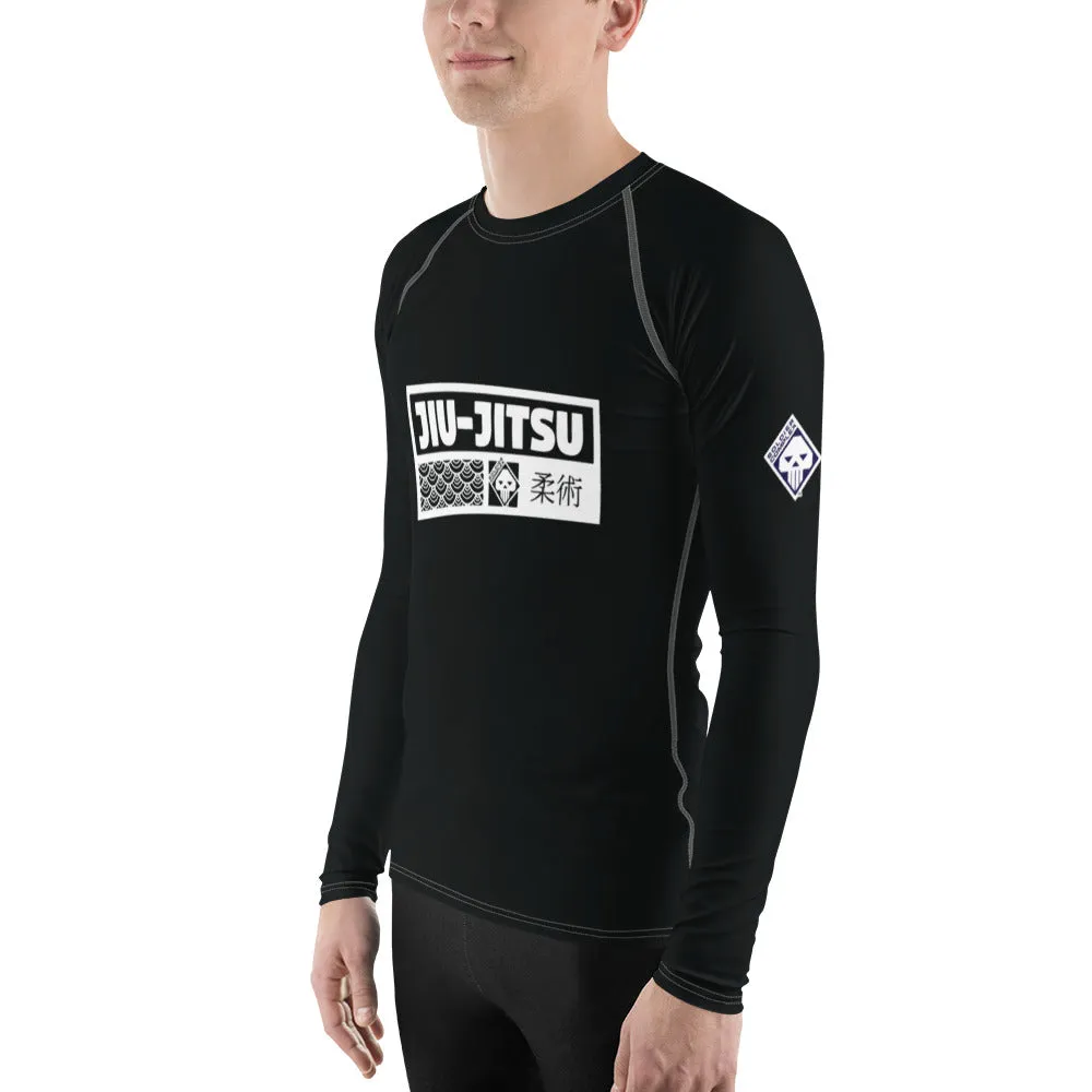 Mens Long Sleeve BJJ Rash Guard - Jiu-Jitsu 008 - Noir