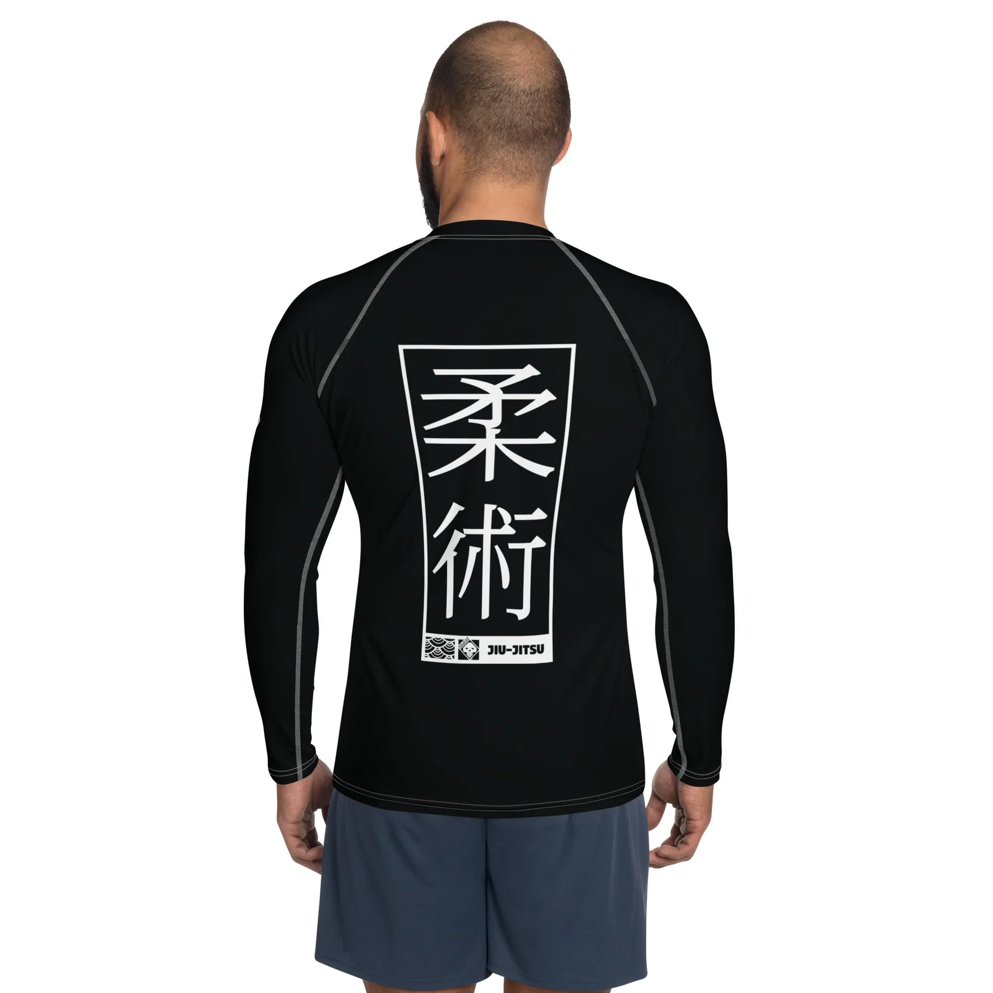 Mens Long Sleeve BJJ Rash Guard - Jiu-Jitsu 008 - Noir