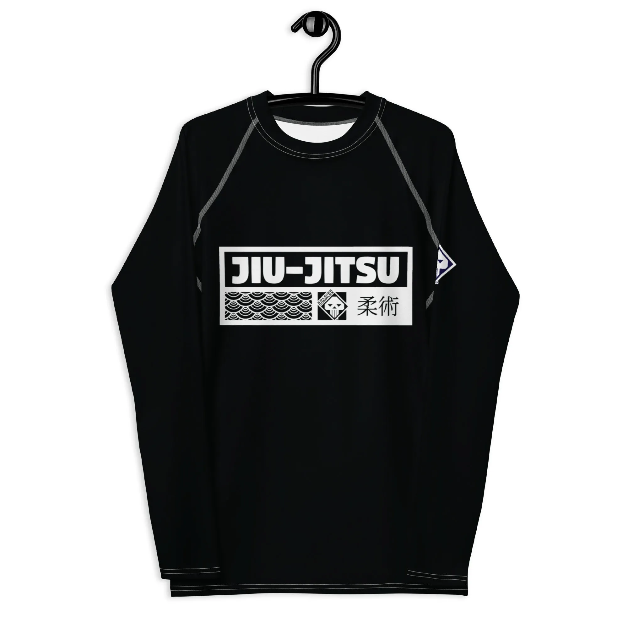 Mens Long Sleeve BJJ Rash Guard - Jiu-Jitsu 008 - Noir