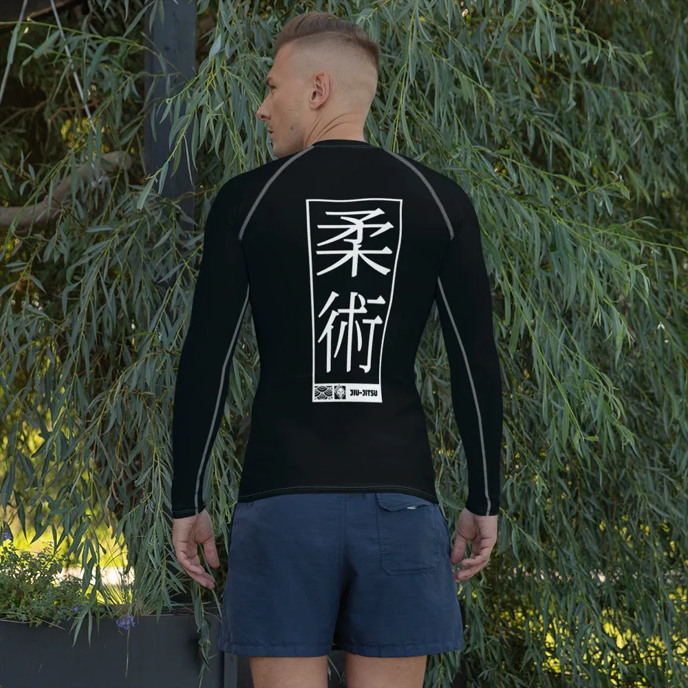 Mens Long Sleeve BJJ Rash Guard - Jiu-Jitsu 008 - Noir