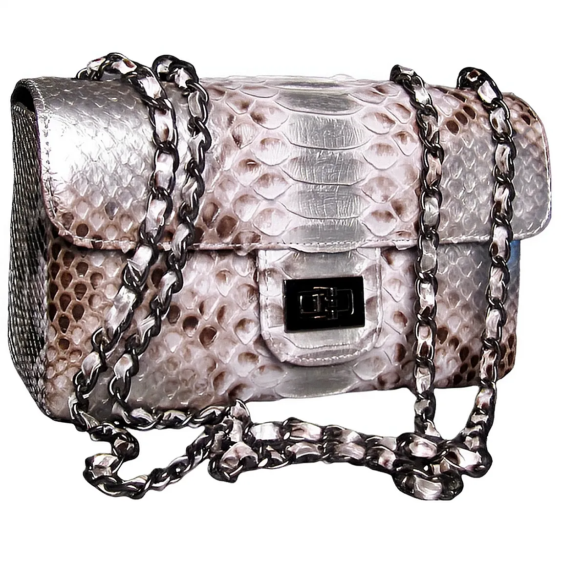 Metallic Silver Flap Bag LARGE