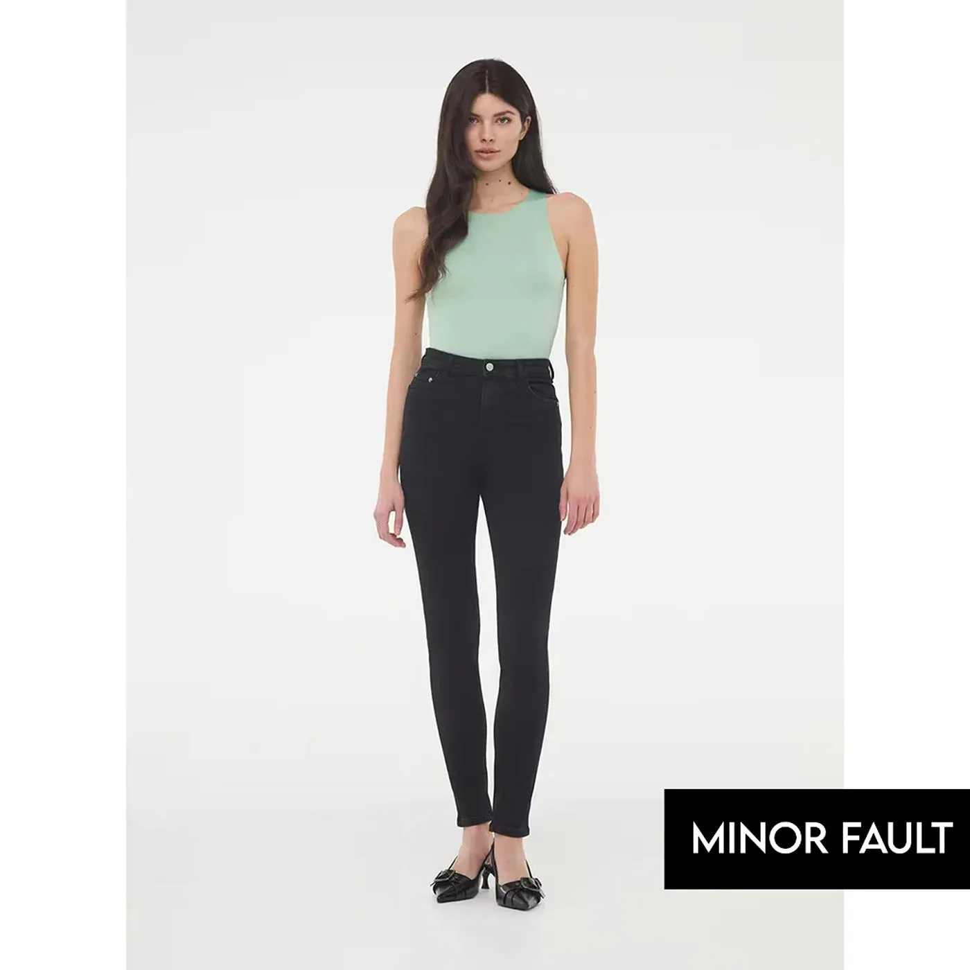 (Minor Fault) Black High Waisted Skinny Jeans