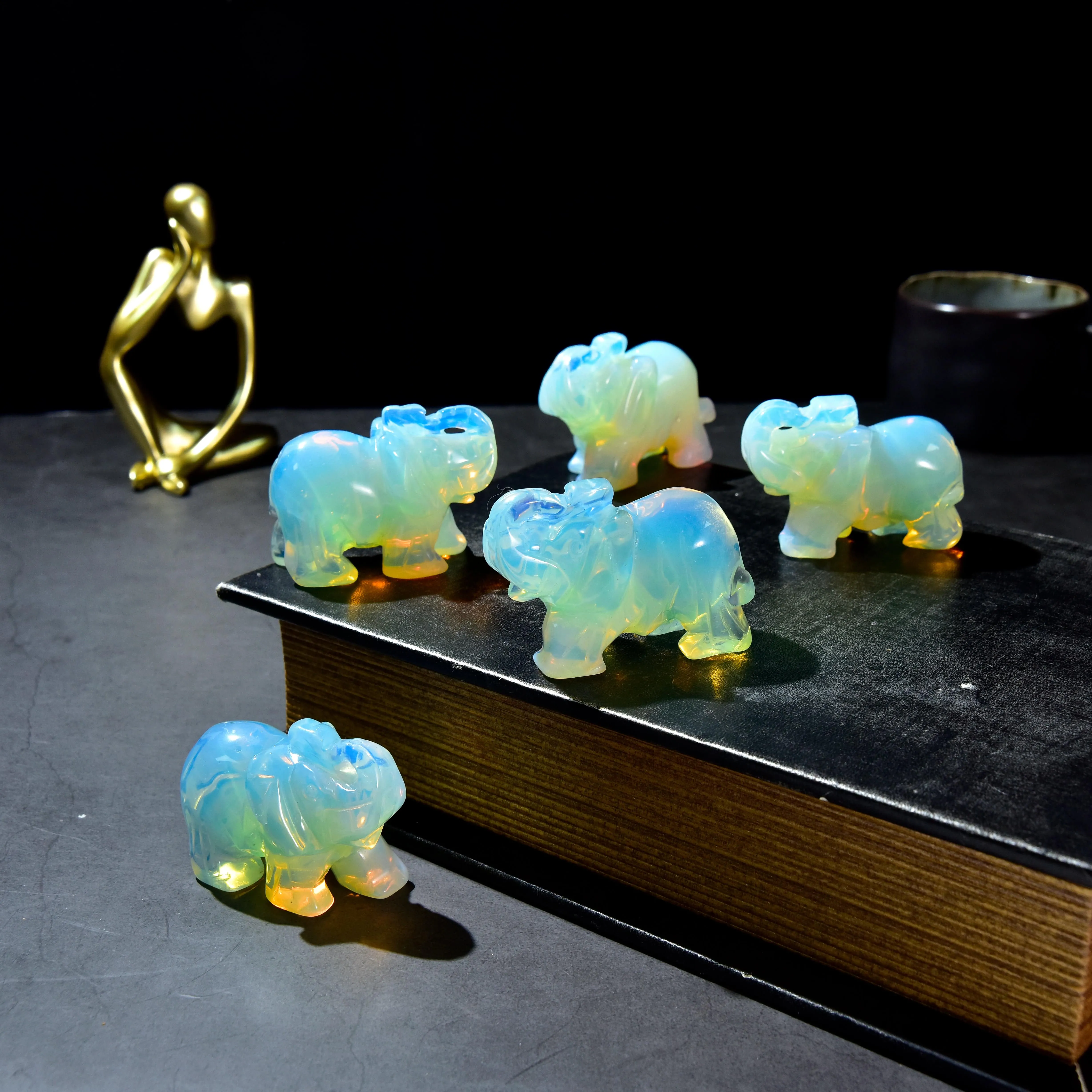 Moonstone Elephant 2.5'' Carving