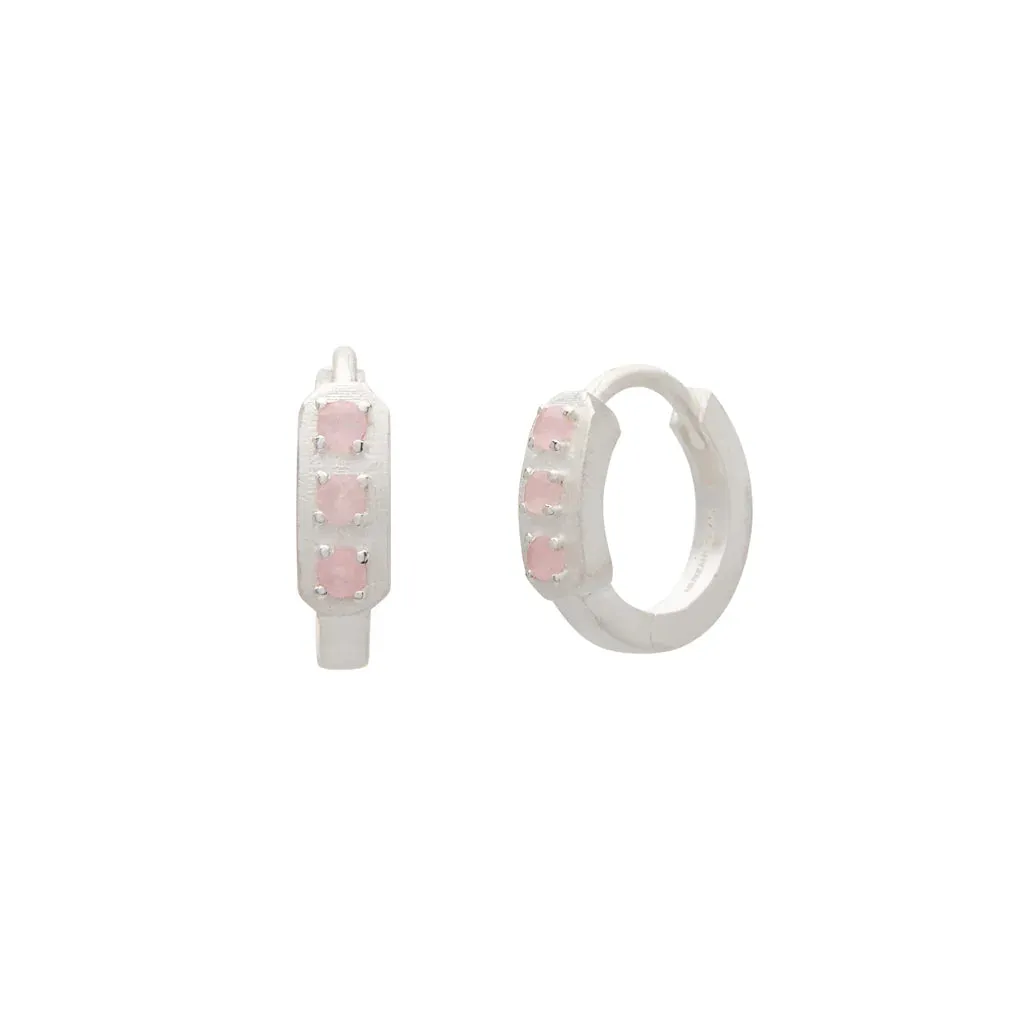 MURKANI Rose Quartz Huggie Earring SILVER