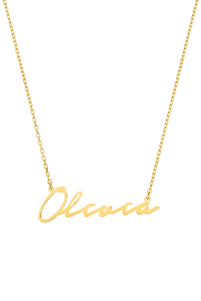 Name Necklace Italics Solid Gold