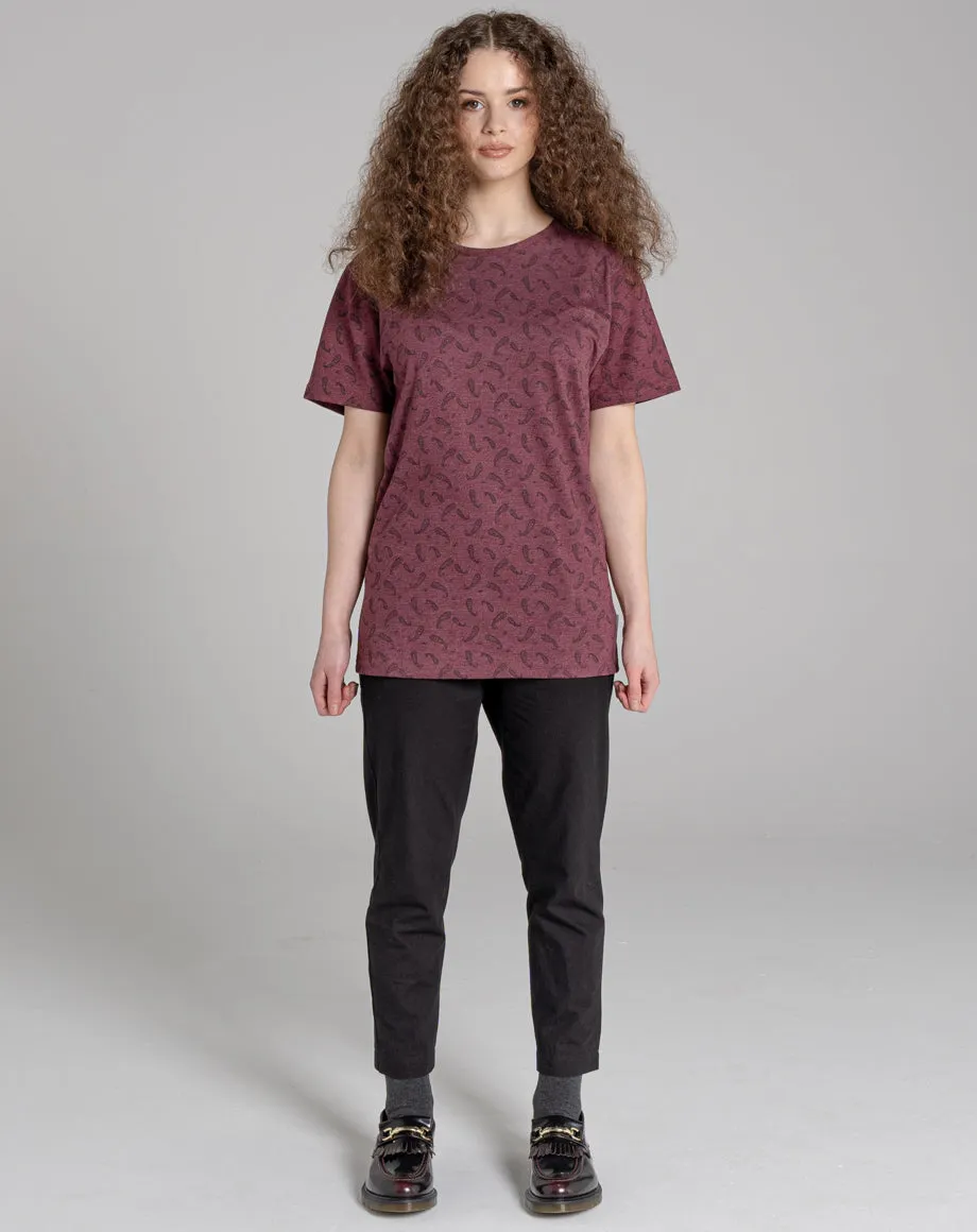 NELSON UNISEX PAISLEY PRINT TEE | BURGUNDY