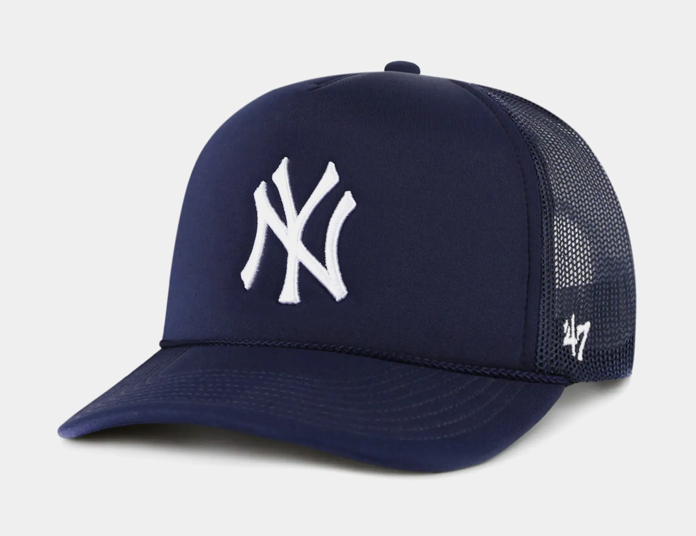 New York Yankees Foam Front Mesh Trucker Mens Hat (Navy/White