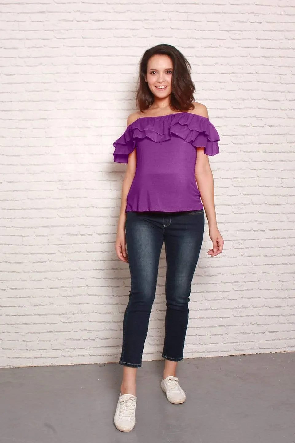 Off Shoulder Cacey Nursing Top Eggplant