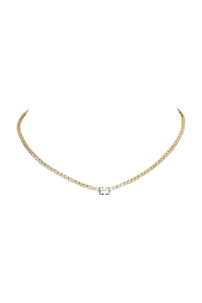 Oval Tennis Necklace 14K Gold Plated