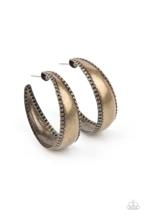 Paparazzi Burnished Benevolence - Brass Hoop Earrings