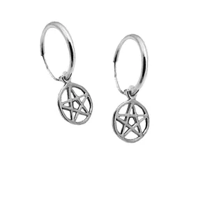 Pentagram (pentacle) Hoop Earrings,  10mm Pentagram Charms, 16mm Hoops