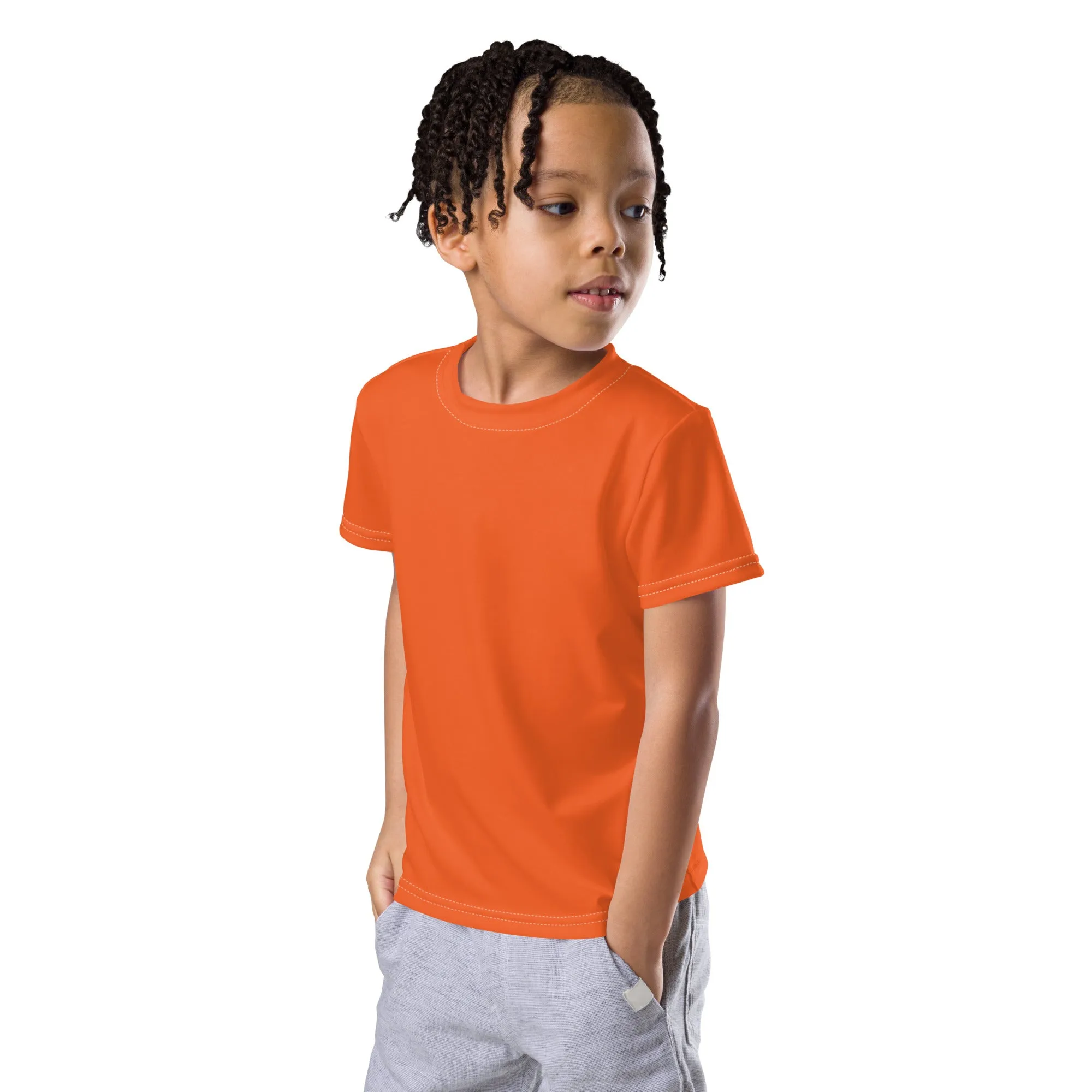 Playful Protection: Boys' Short Sleeve Solid Color Rash Guard - Flamingo