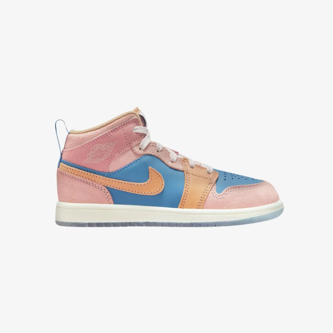 preschool jordan 1 mid sneaker school (aegan storm)