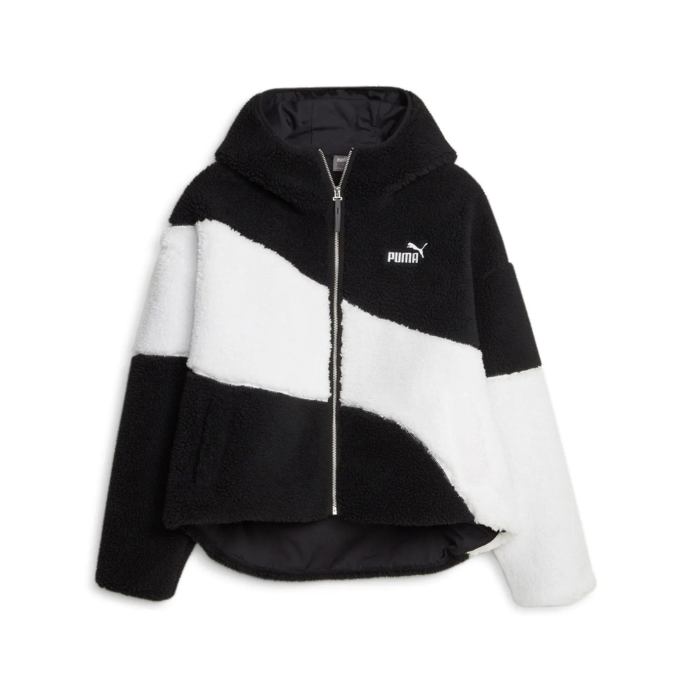 Puma Teddy bear jacket with Sherpa hood 675370-01 black-white