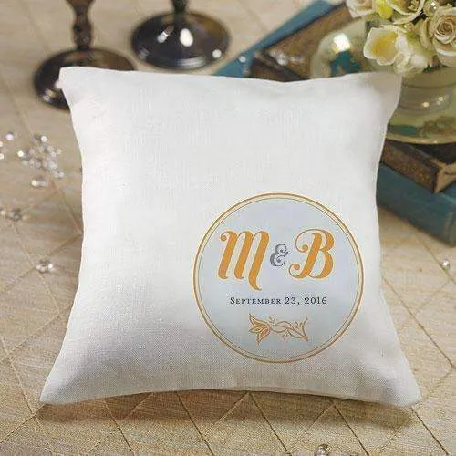 "Notable" Personalized Ring Pillow with Circle Floral Monogram Berry (Pack of 1)