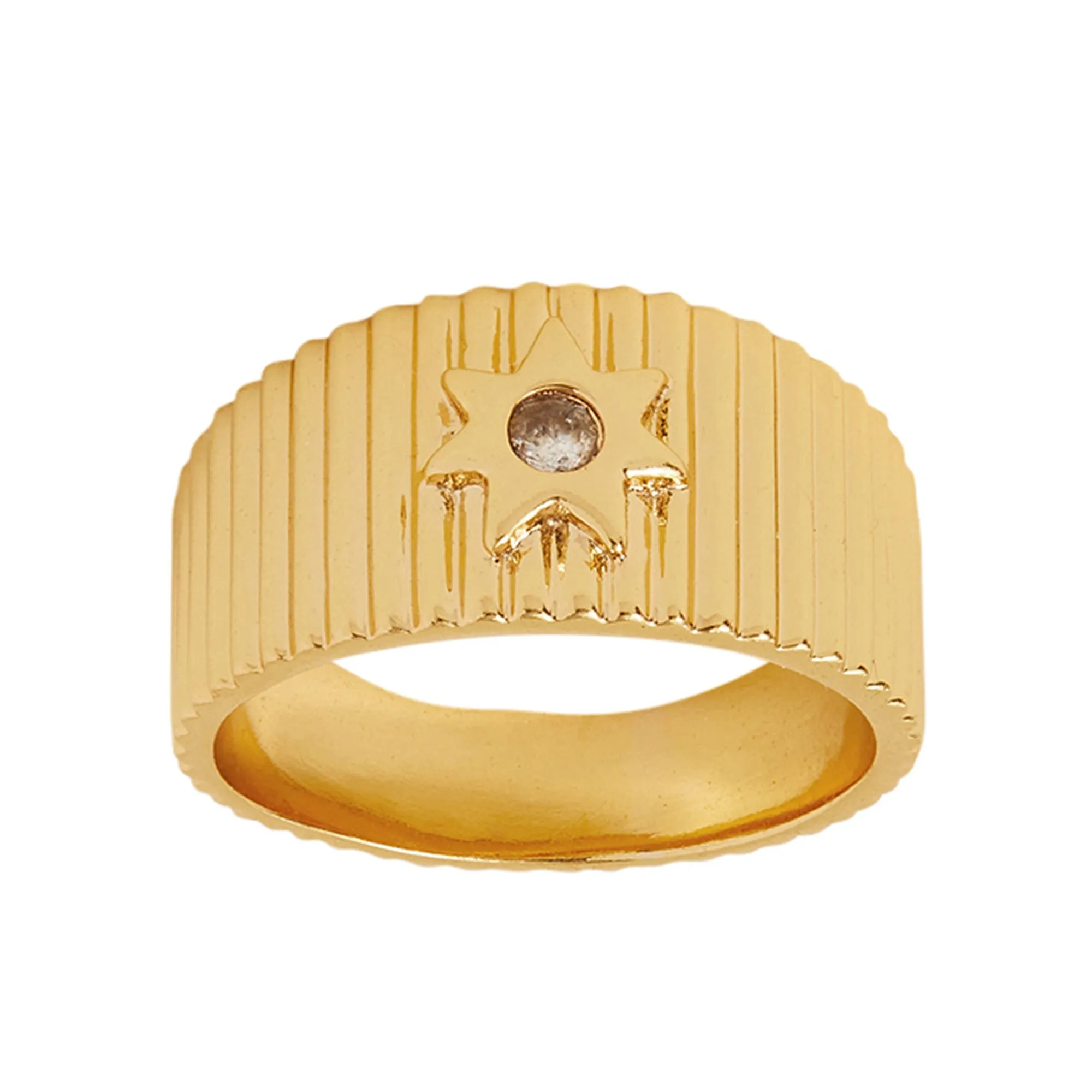 Real Gold-Plated Corrugated Ring Gold-Medium