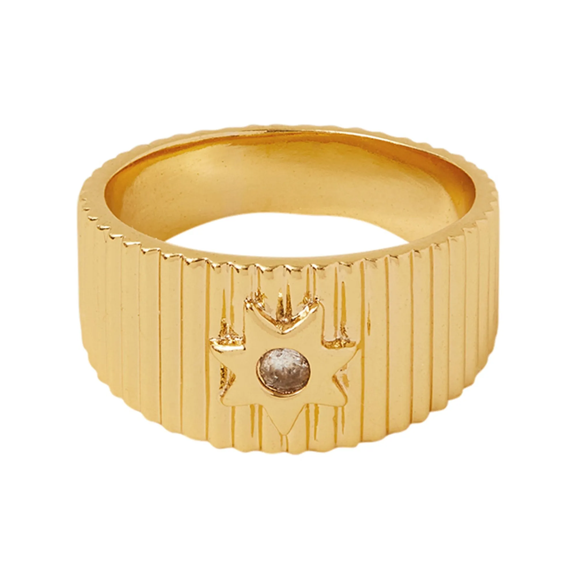 Real Gold-Plated Corrugated Ring Gold-Medium