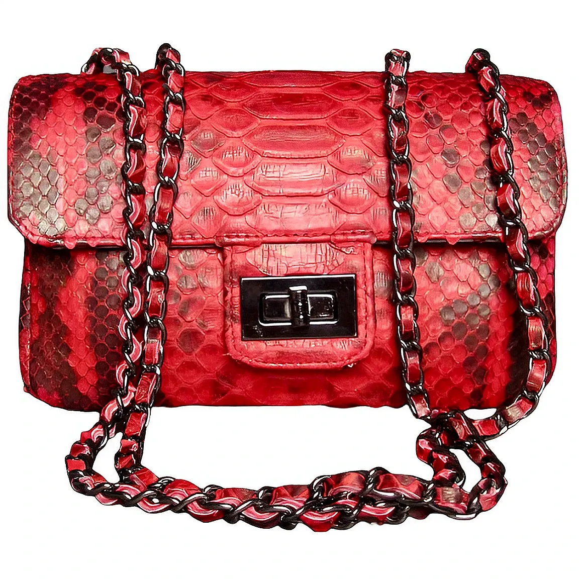 Red and Black Flap Bag LARGE