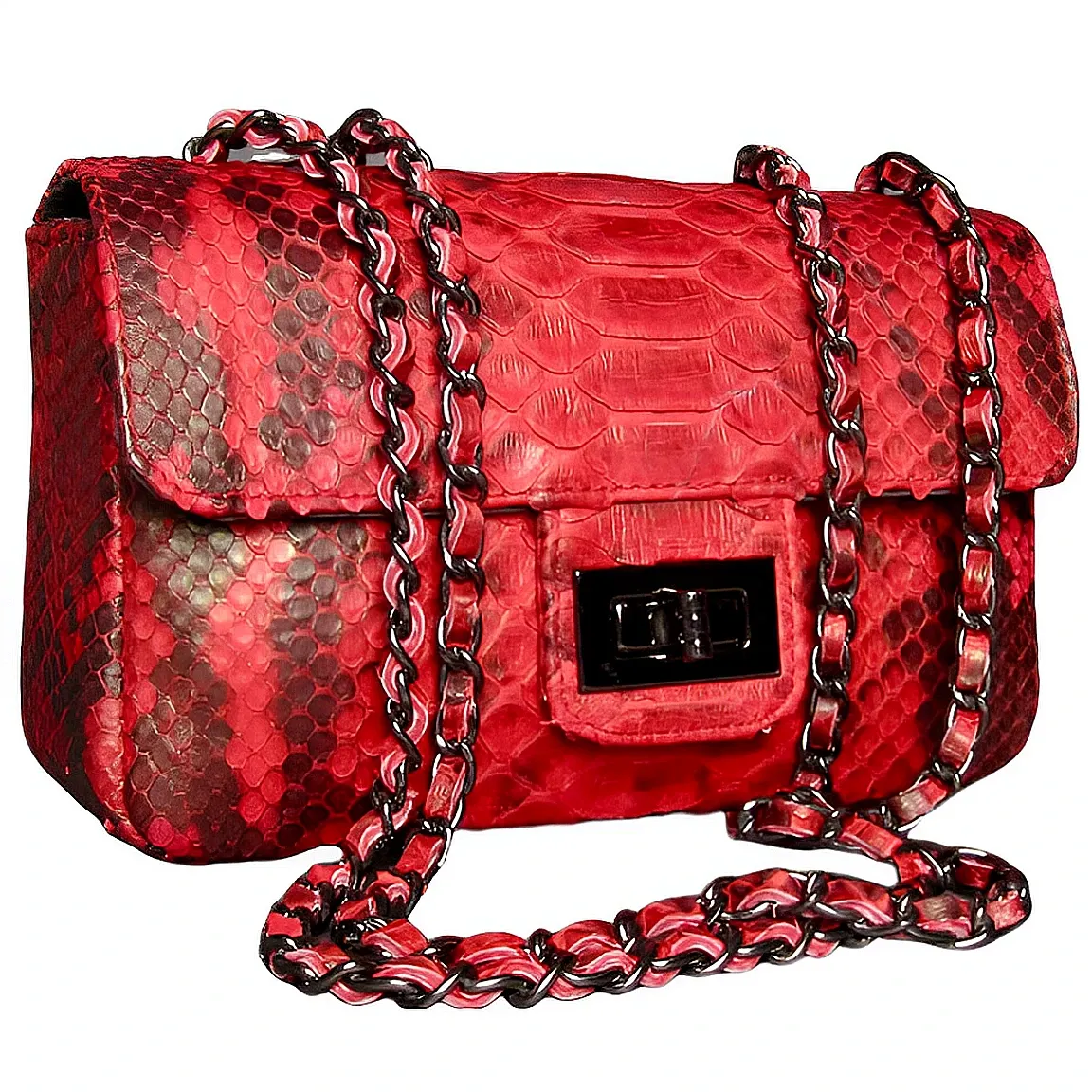 Red and Black Flap Bag LARGE