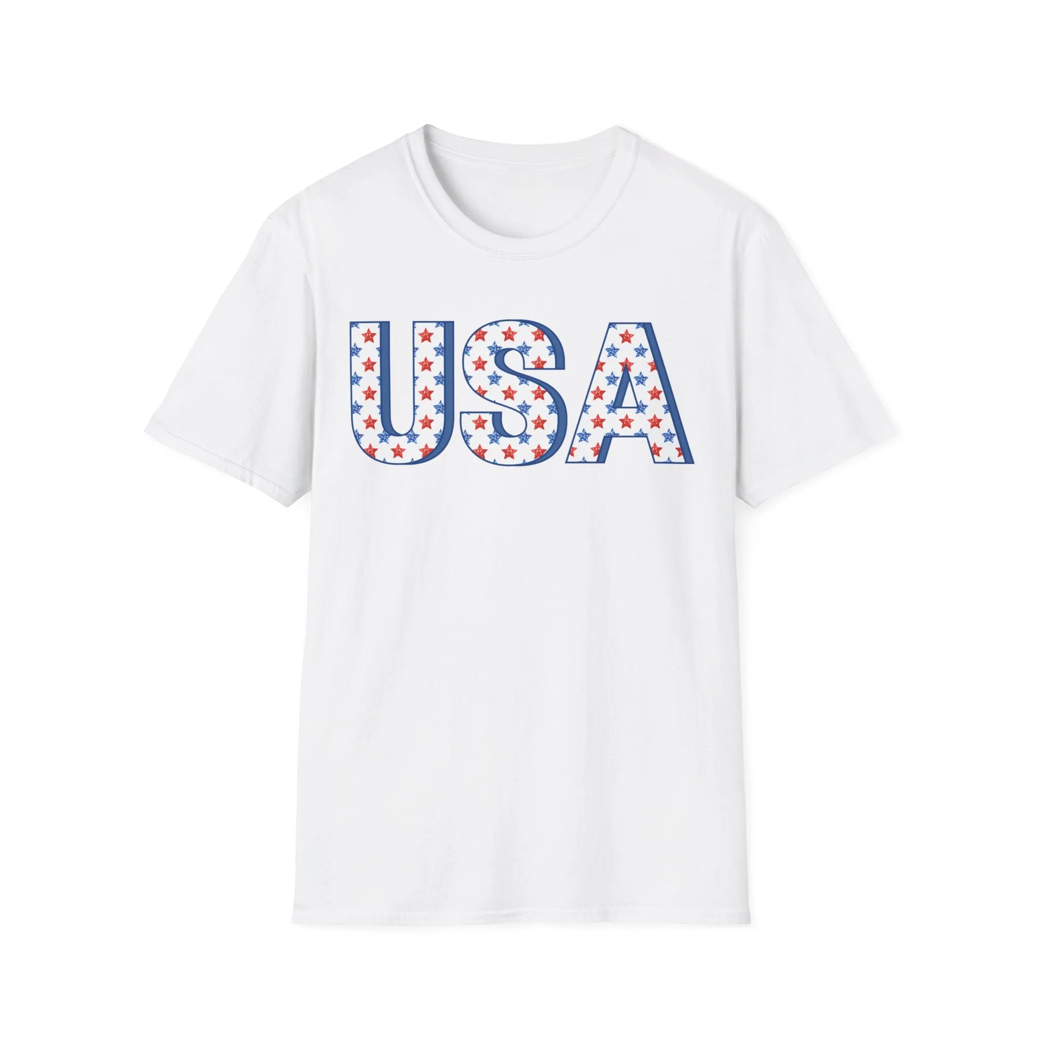 Red White and Blue USA with Stars Graphic T-Shirt