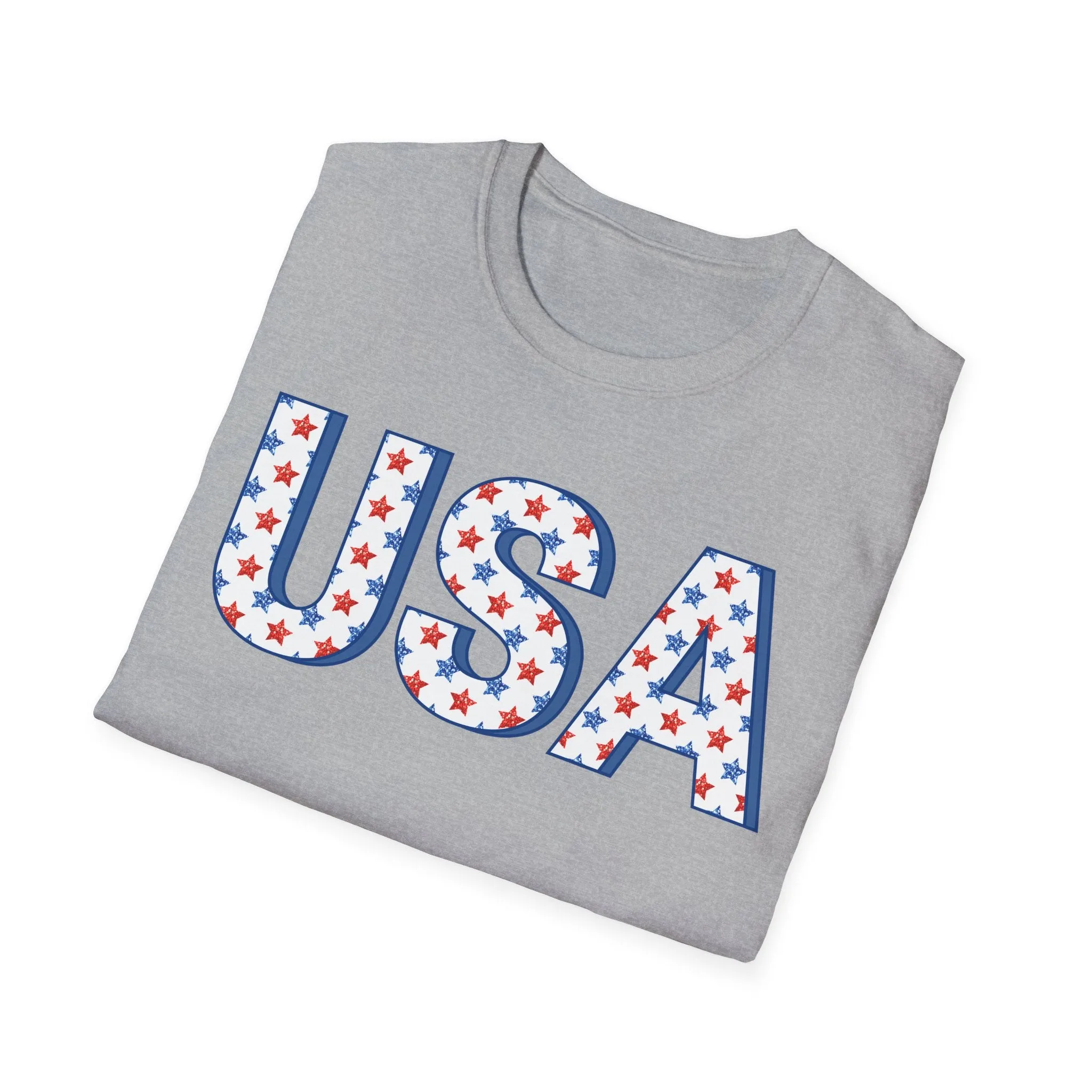 Red White and Blue USA with Stars Graphic T-Shirt